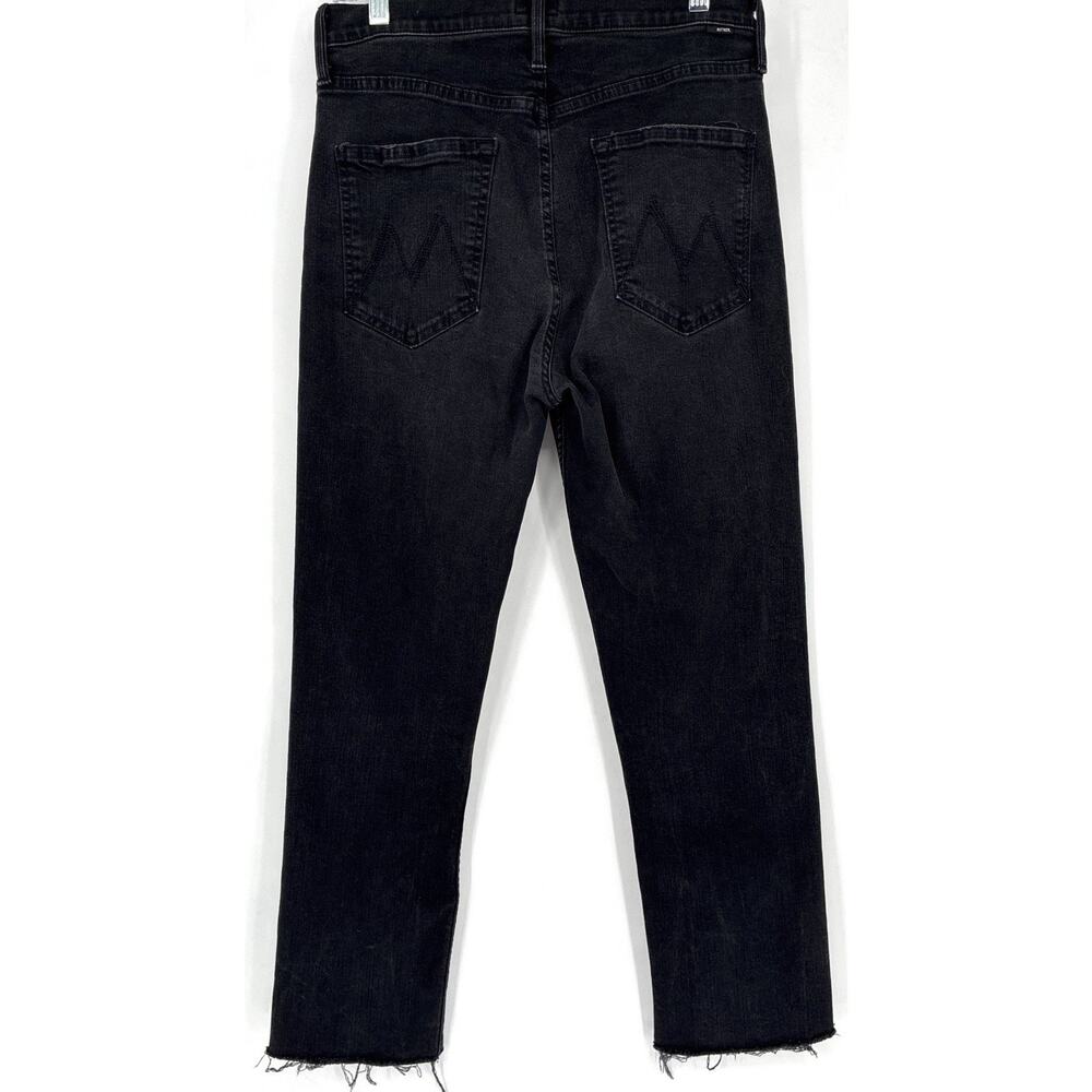 MOTHER Hi Waist Rider Ankle Jeans 31 Not Guilty Black Hirise Raw Hem Straight Lg - Picture 3 of 9